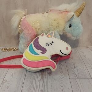 Unicorn Plush Bag with Rainbow Mane